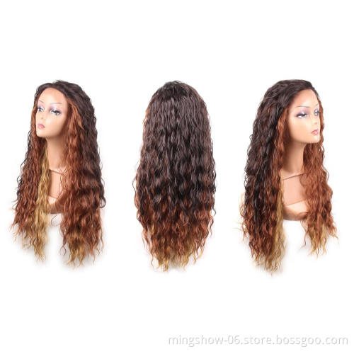 Free Shipping 26" Water Wave Lace Front Wig Synthetic Hair Long Natural Wavy Hair Soft Glueless Wigs